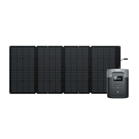 EcoFlow DELTA 2 Max Solar Generator Kit with 2048Wh Capacity, 2400W Output, Includes 160W Solar Panel | D2M-US-160W