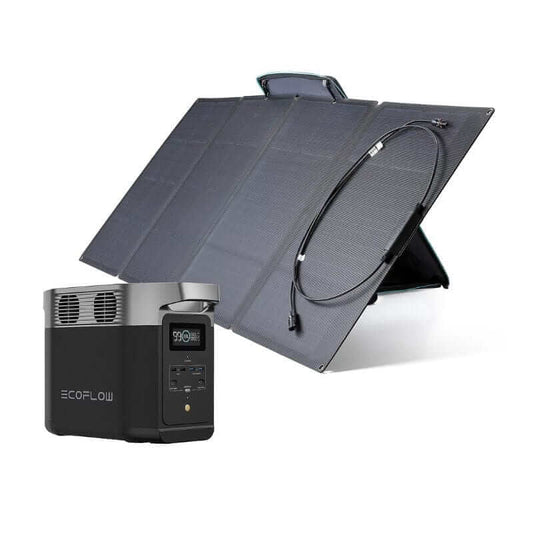 EcoFlow DELTA 2 Portable Power Station Bundle, 1024Wh Capacity, 1800W Output, Includes 160W Solar Panel | DELTA2-160W