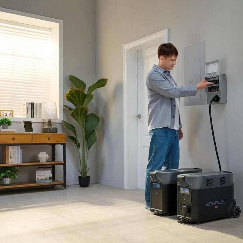 EcoFlow DELTA Pro Portable Solar Generator Kit, 3.6kWh, 400W Panel, Transfer Switch & Cable | DELTAPro-400W-US-TS