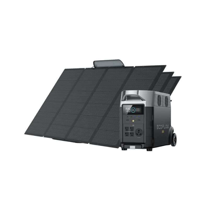 EcoFlow DELTA Pro Solar Generator Kit with 3.6kWh Capacity, 3600W Output, Includes 3 x 400W Solar Panels | DELTAPro-400W3-US