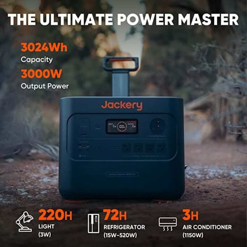 Jackery Explorer 3000 Pro Power Station + 1x 200W Solar Panel, 3024Wh, Expandable | 60-3020-USA1B1