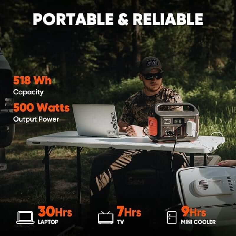 Jackery Explorer 500 Portable Power Station, 518Wh Capacity, 500W Output, Multiple Charging Options | 70-0500-USO001