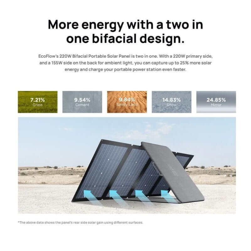 EcoFlow 220W Bifacial Portable Solar Panel for Power Station | EFSOLAR220W