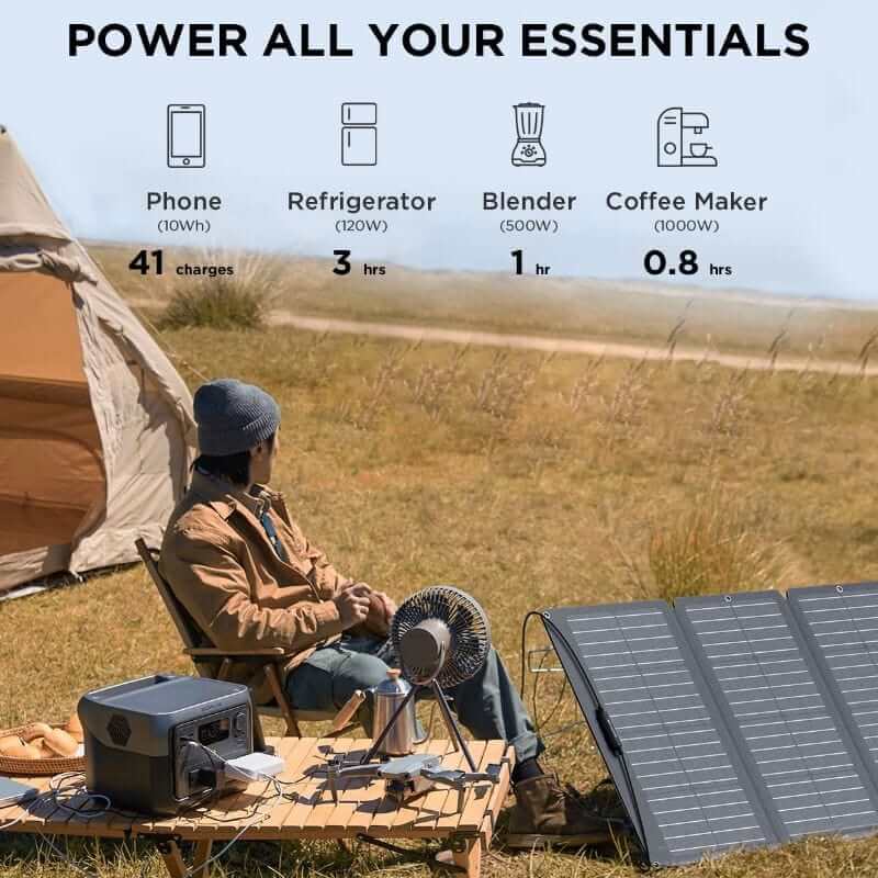 EcoFlow RIVER 2 Max Solar Generator Kit with 512Wh Capacity, 500W Output, Includes 160W Portable Solar Panel | RIVER2MAX-160-1-US