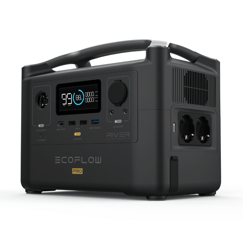 EcoFlow RIVER Pro Solar Generator Kit with 110W Solar Panel, 720Wh Capacity, 600W Output, Expandable Storage | RIVERPROAMSP111