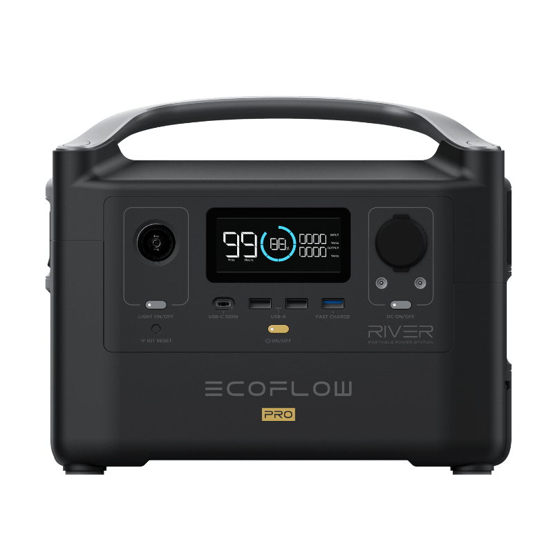 EcoFlow RIVER Pro Solar Generator Kit with 110W Solar Panel, 720Wh Capacity, 600W Output, Expandable Storage | RIVERPROAMSP111