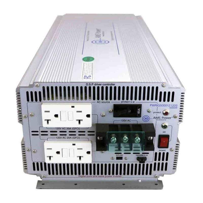 AIMS Power Power Inverter AIMS Power 5000 Watt Pure Sine Power Inverter 48 Volt DC 120 Volt AC 50/60Hz Industrial Grade PWRIG500048120S