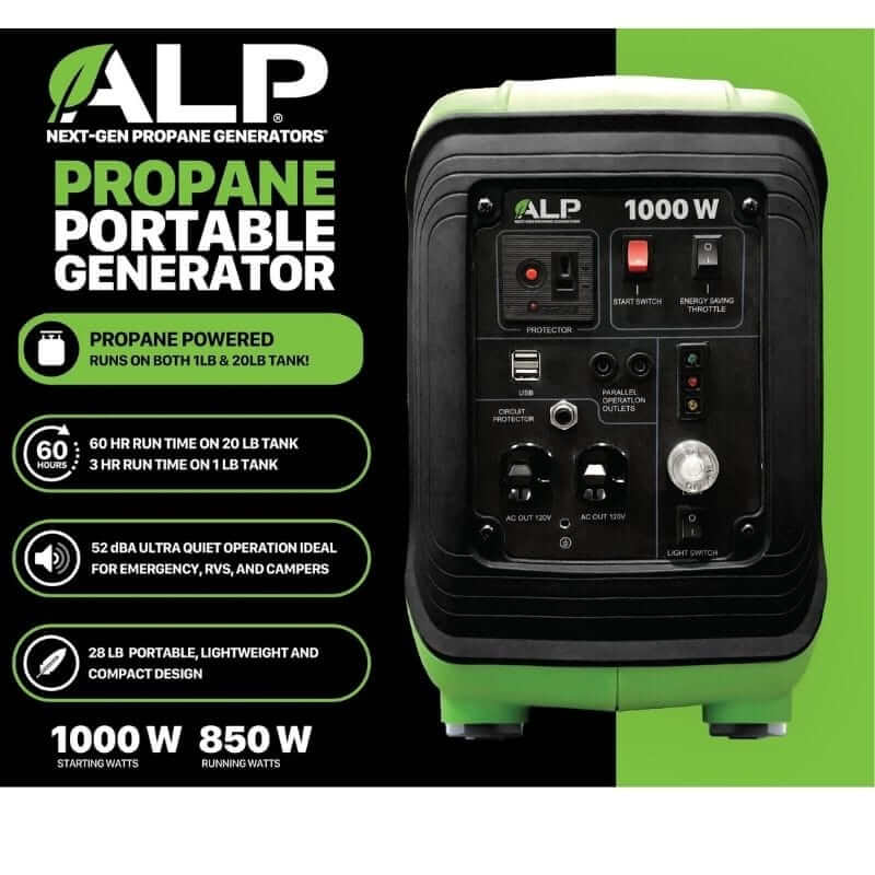 ALP 1000W Propane Portable Generator with Conversion Hose ALPG-OG-HCombo | ALPG-OG-HCombo