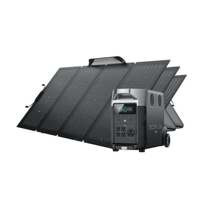 EcoFlow DELTA Pro Solar Generator Kit with 3600Wh Capacity, 3600W Output, Includes 3x 220W Bifacial Solar Panels | TMR500-3MS430-US