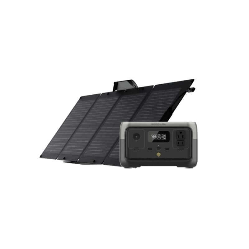 EcoFlow RIVER 2 Solar Generator with 256Wh Capacity, 300W Output, Includes 110W Portable Solar Panel | RIVER2-110-1-US