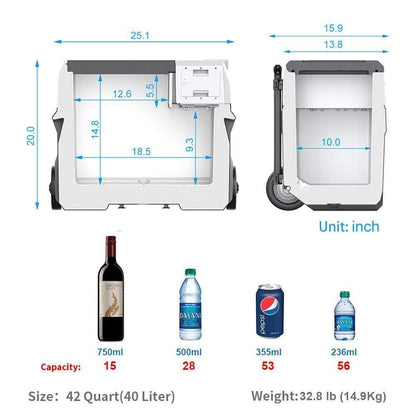 LiONCooler Solar Cooler LiONCooler Portable Solar Fridge Freezer 42 Quart (40L) HY-X40A