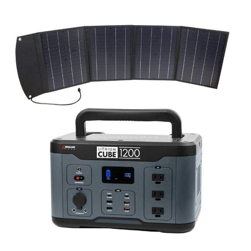 Wagan Solar Generator Wagan Lithium Cube 1200 Solar Combo Portable Power Station EL8836-2