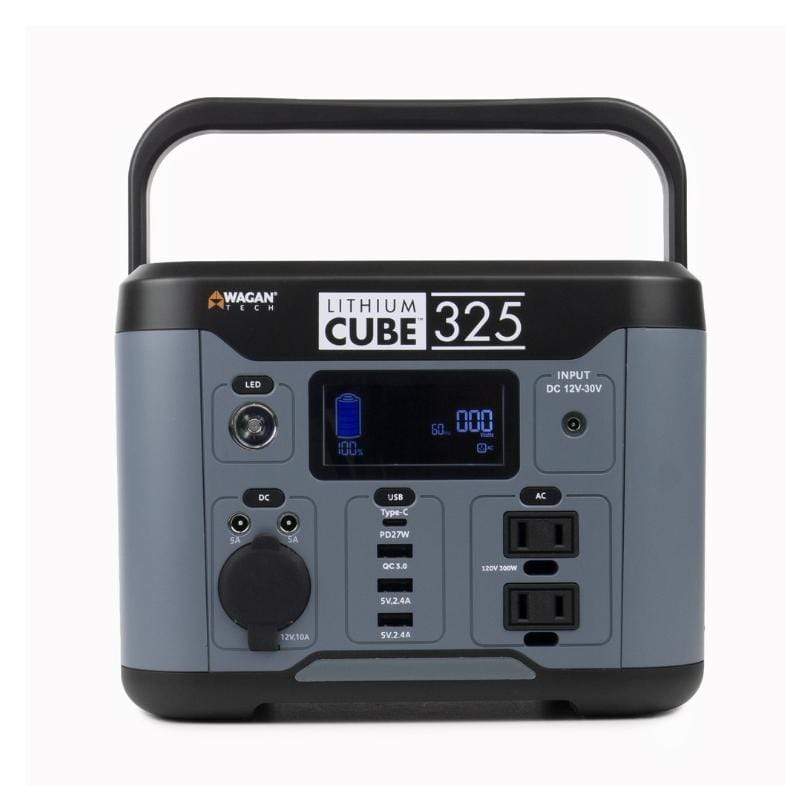 Wagan Solar Generator Wagan Lithium Cube 325 Portable Power Station +60W Solar Panel EL8832-2