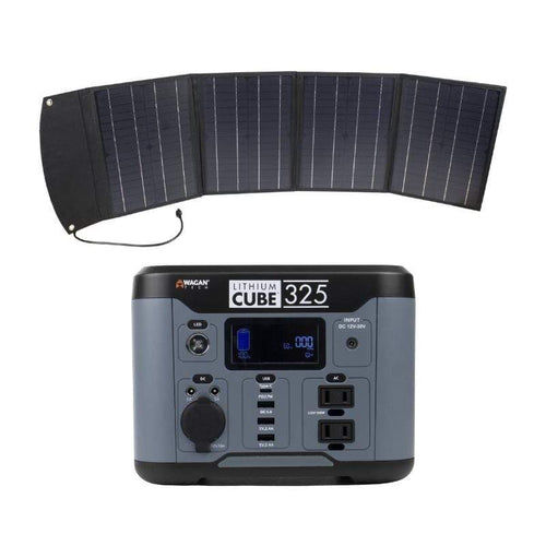 Wagan Solar Generator Wagan Lithium Cube 325 Portable Power Station +60W Solar Panel EL8832-2