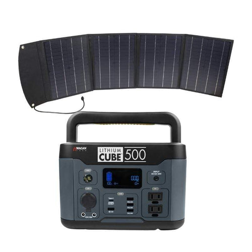 Wagan Solar Generator Wagan Lithium Cube 500 Solar Portable Power Station Solar Combo EL8834-2